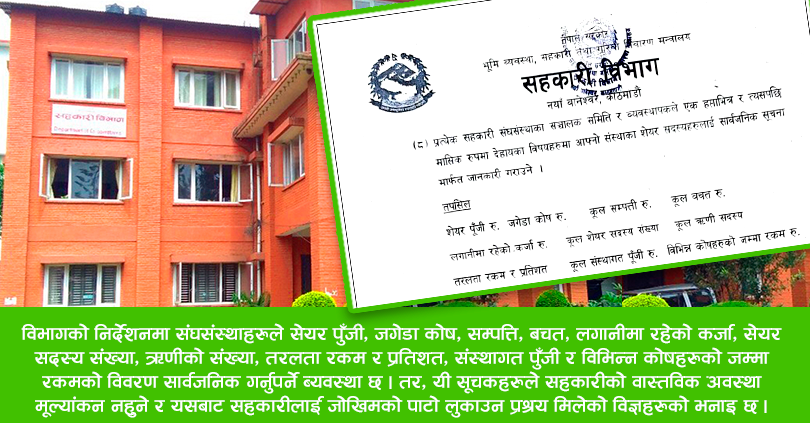 सहकारीको तथ्यांक लुकाउन विभागकै प्रोत्साहन 