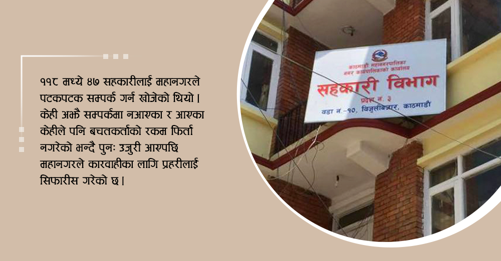 पैसा नदिएपछि काठमाडौंका ११८ सहकारीविरुद्ध उजुरी