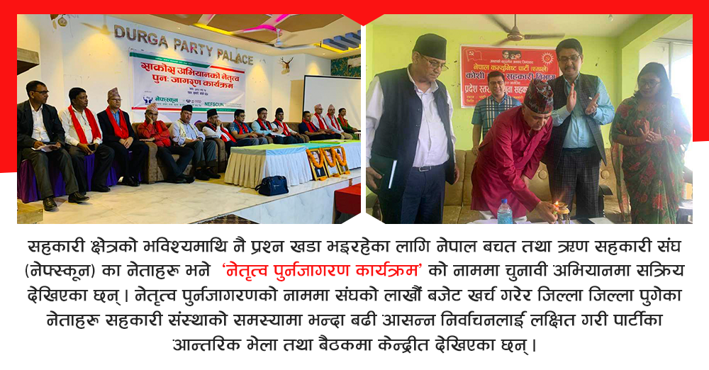 ‘नेतृत्व पुनर्जागरण’ नाममा नेफ्स्कूनमा चुनावी गतिविधि : सहकारीभन्दा पार्टी प्राथमिकतामा 